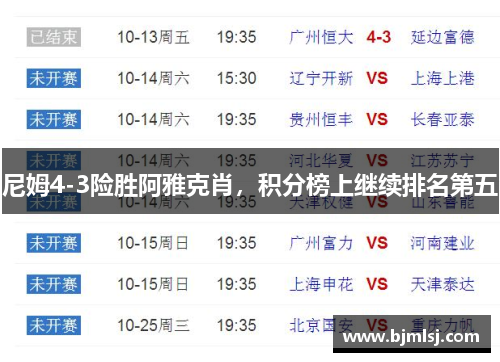 尼姆4-3险胜阿雅克肖，积分榜上继续排名第五
